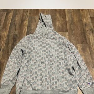 Champion Light Gray Hoodie with Logo Design